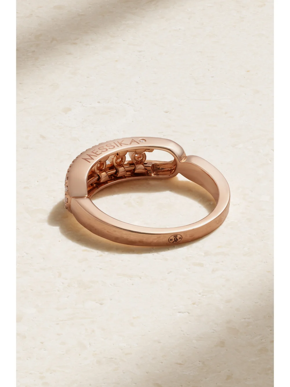 Back view of the Messika Baby Move 18-karat Rose Gold Diamond Ring