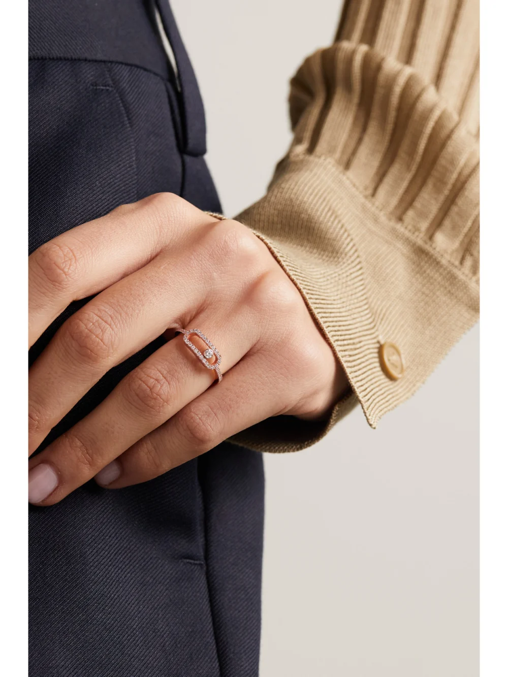 Messika Big Move Uno 18-karat Rose Gold Diamond Ring, styled view