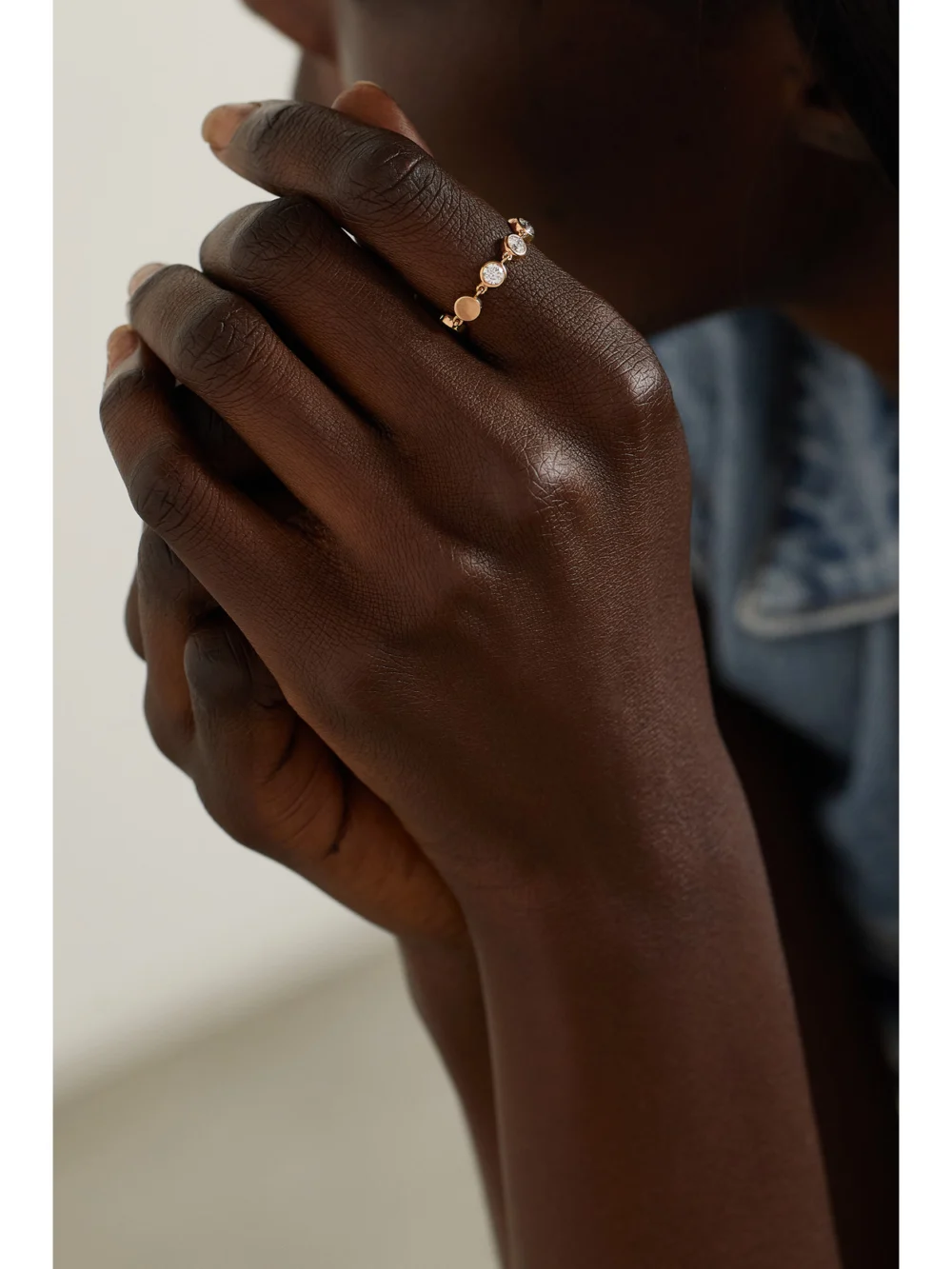 Messika D-vibes Medium 18-karat Gold Diamond Ring, styled view