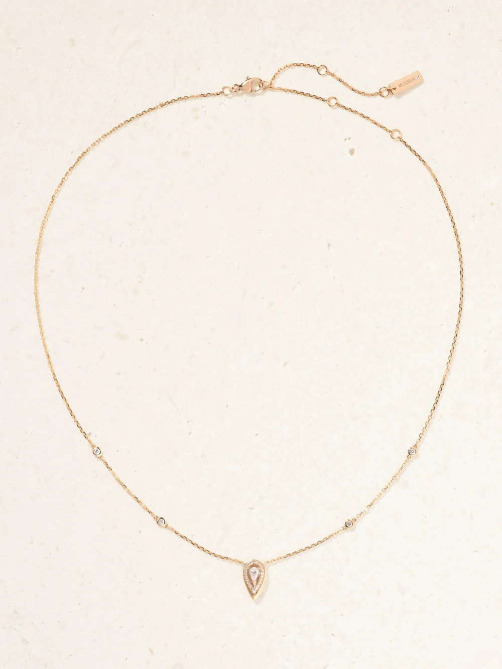 Close-up detail of the Messika Fiery 18-karat Rose Gold Diamond Necklace