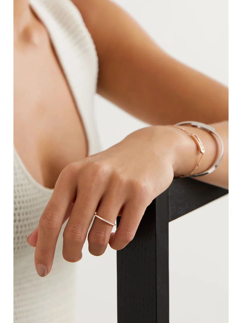 Messika Gatsby 18-karat Rose Gold Diamond Ring, styled view