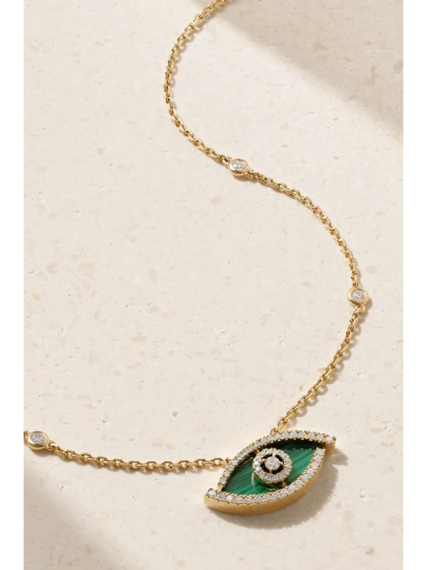 Messika Lucky Eye 18-karat Gold, Malachite and Diamond Necklace