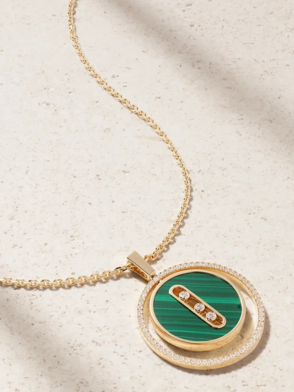 Messika Lucky Move 18-karat Gold, Malachite and Diamond Necklace