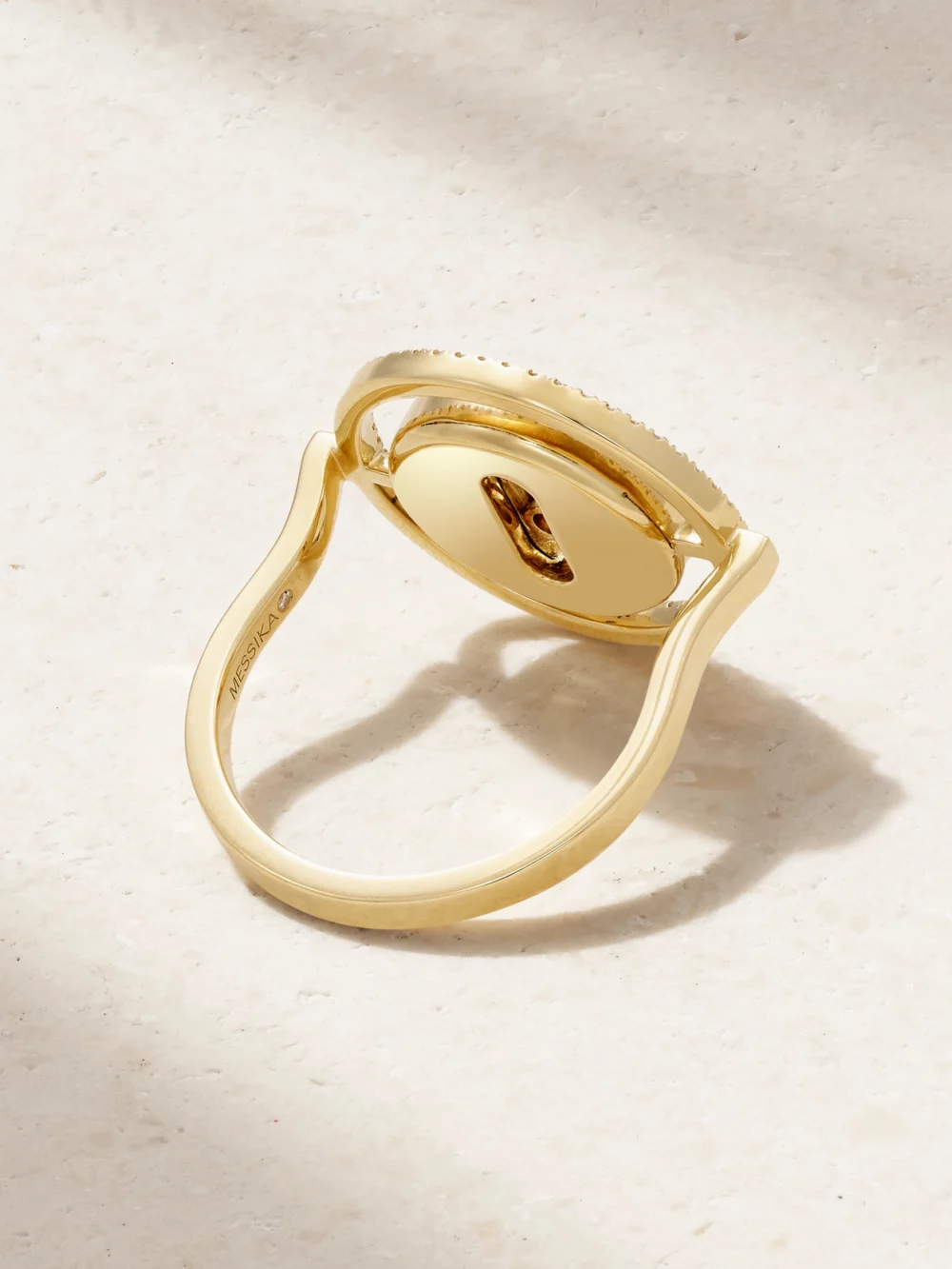 Back view of the Messika Lucky Move 18-karat Gold, Malachite and Diamond Ring