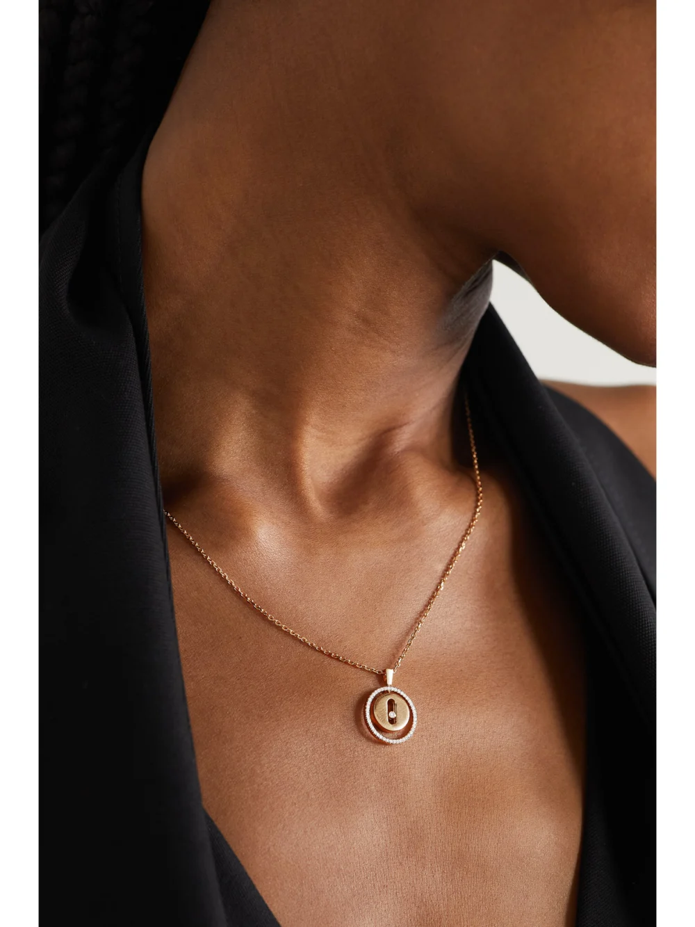 Messika Lucky Move 18-karat Rose Gold Diamond Necklace, styled view