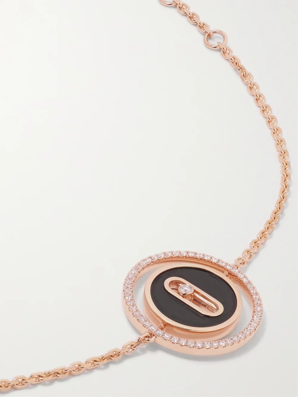 Messika Lucky Move 18-karat Rose Gold, Onyx and Diamond Bracelet in black