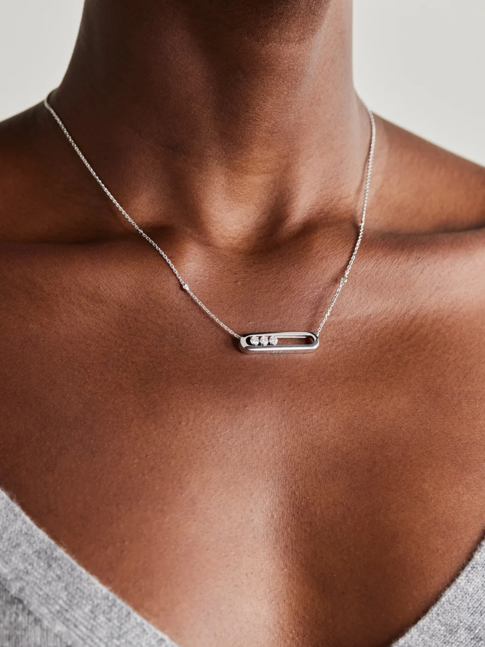 Messika Move 18-karat White Gold Diamond Necklace, styled view