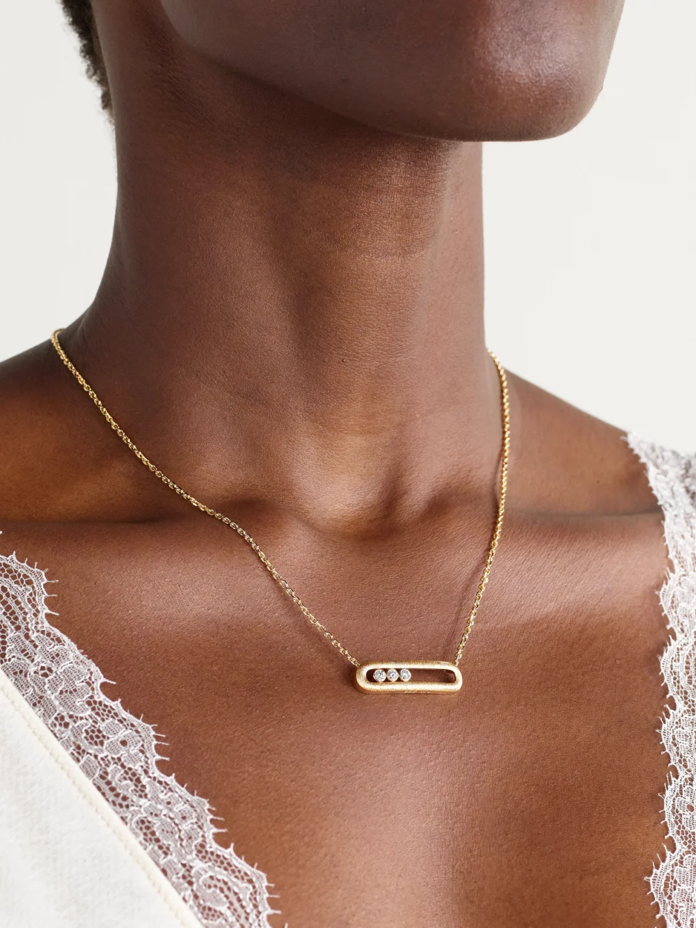 Messika Move Classique Ciselé 18-karat Gold Diamond Necklace, styled view