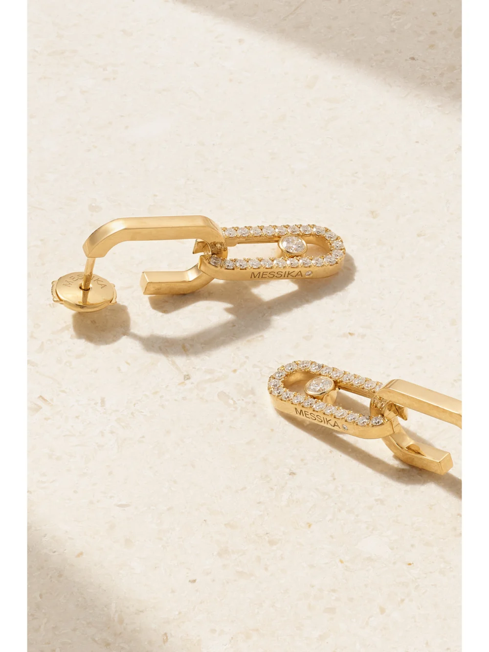 Back view of the Messika Move Link 18-karat Gold Diamond Earrings