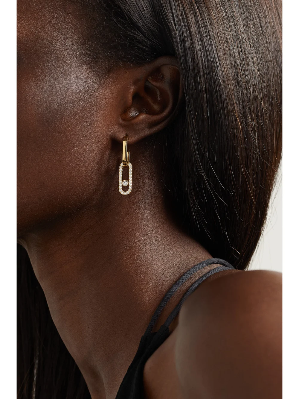 Messika Move Link 18-karat Gold Diamond Earrings, styled view