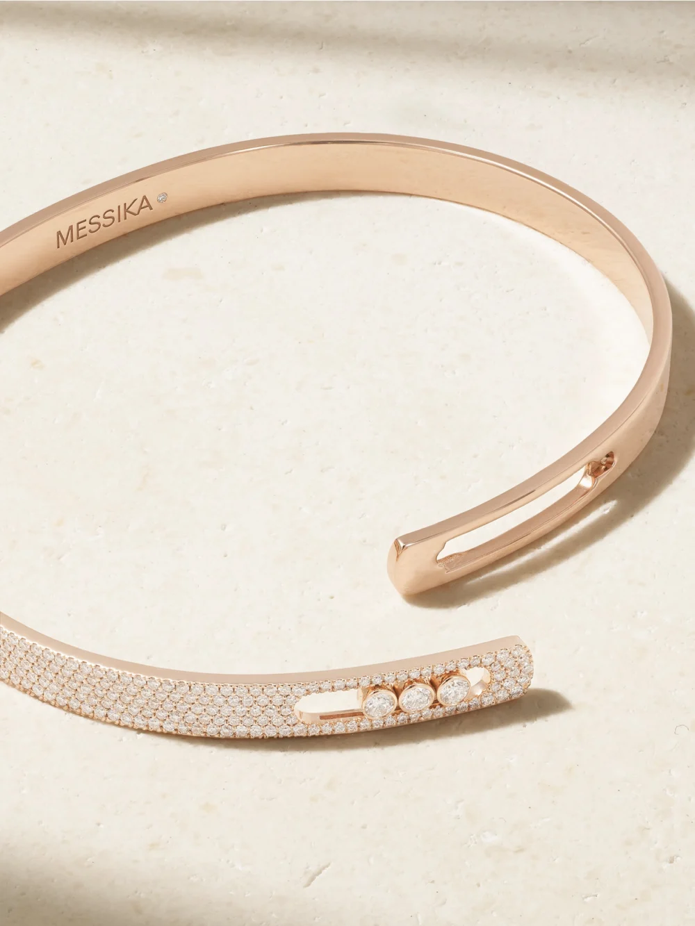 Back view of the Messika Move Noa 18-karat Rose Gold Diamond Bracelet