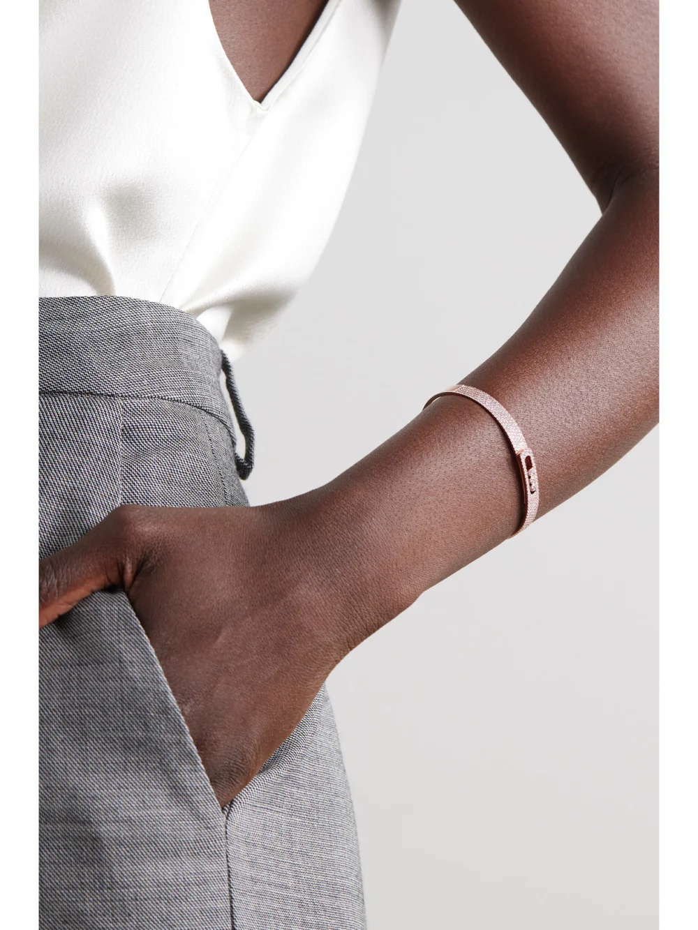 Messika Move Noa 18-karat Rose Gold Diamond Bracelet, styled view