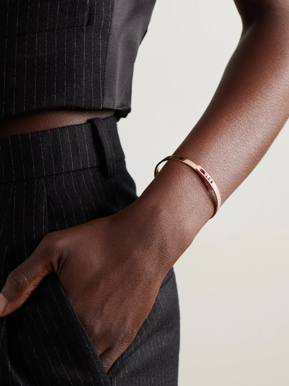 Messika Move Noa 18-karat Rose Gold Diamond Bracelet, styled view