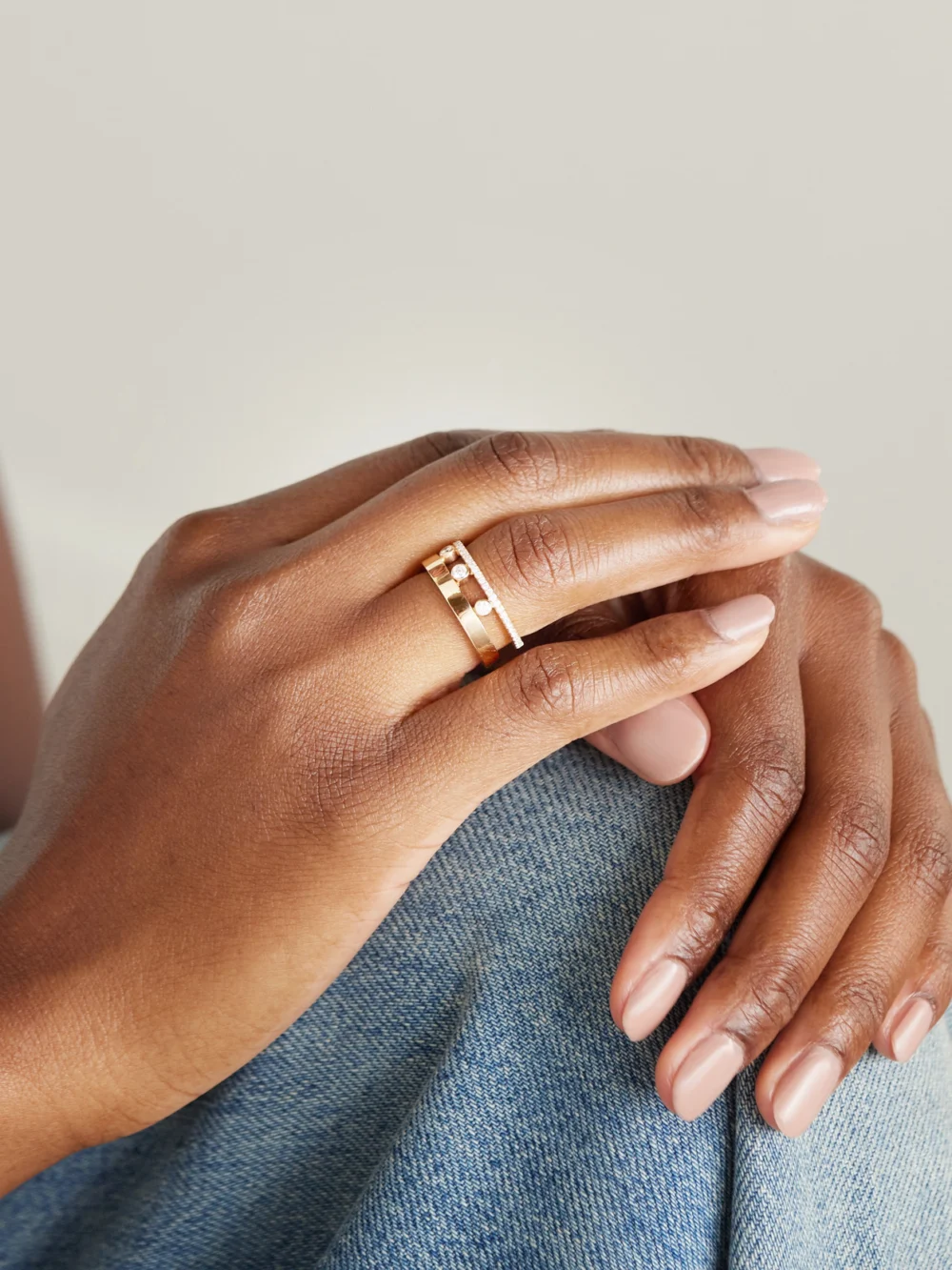 Messika Move Romane 18-karat Rose Gold Diamond Ring, styled view