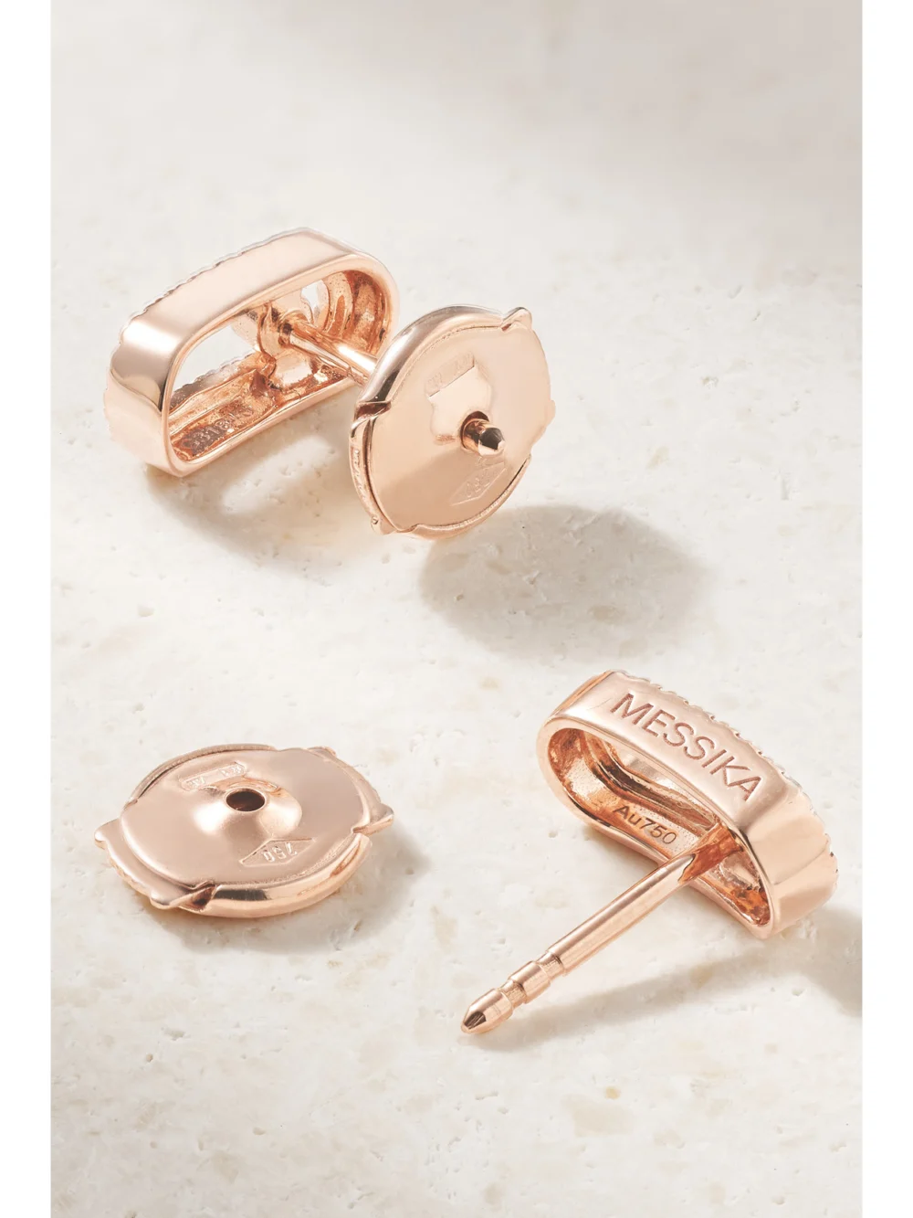Back view of the Messika Move Uno 18-karat Rose Gold Diamond Earrings