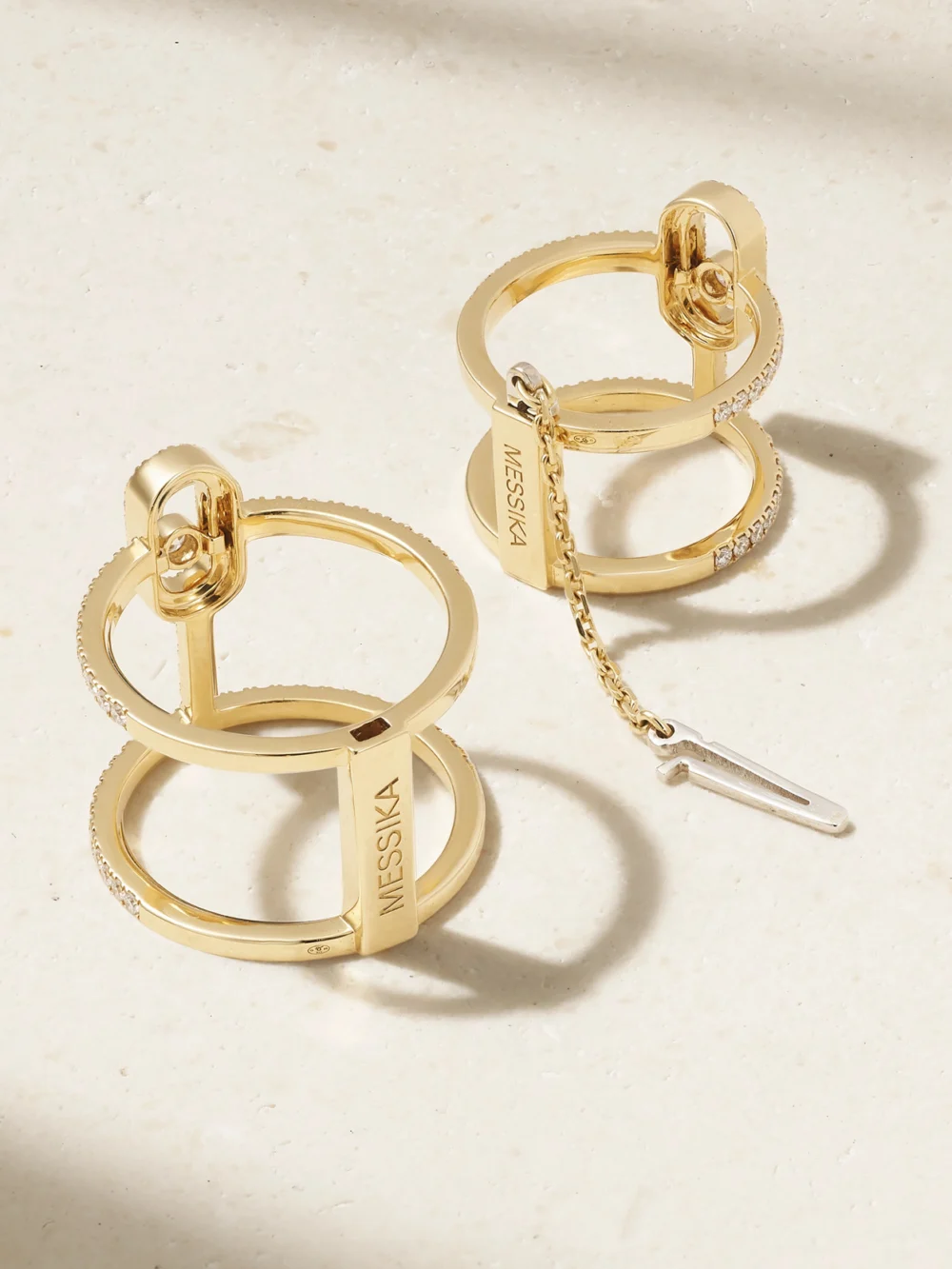 Back view of the Messika Move Uno Double 18-karat Gold Diamond Ring