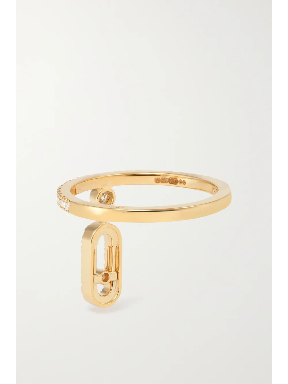 Back view of the Messika Move Uno Tassel 18-karat Gold Diamond Ring
