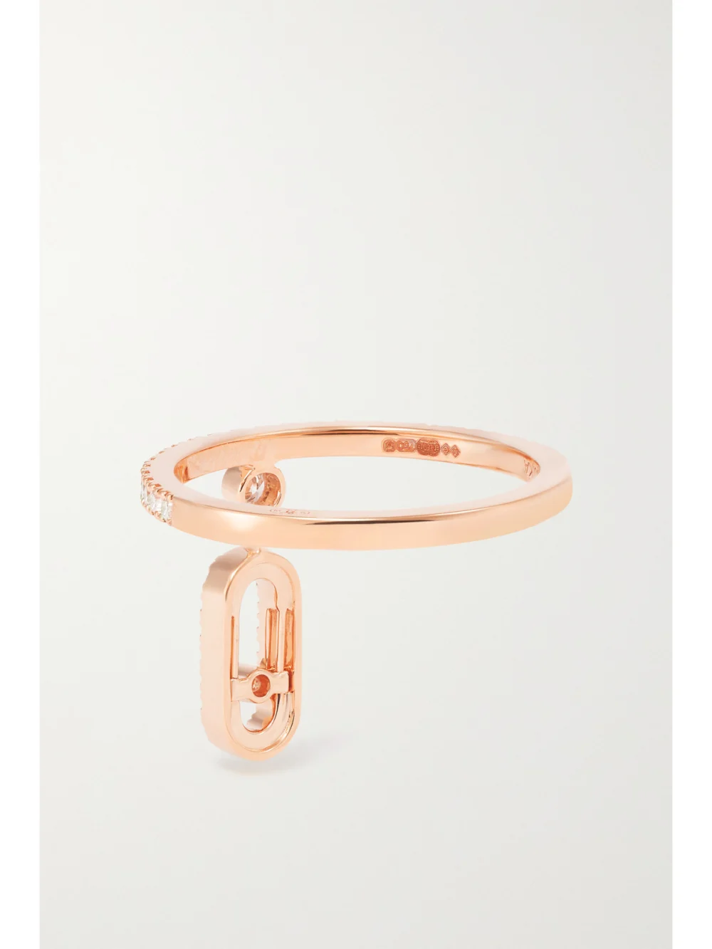 Back view of the Messika Move Uno Tassel 18-karat Rose Gold Diamond Ring