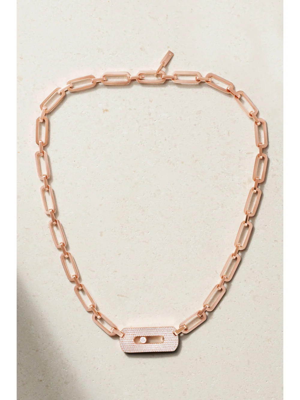 Close-up detail of the Messika My Move King 18-karat Rose Gold Diamond Necklace