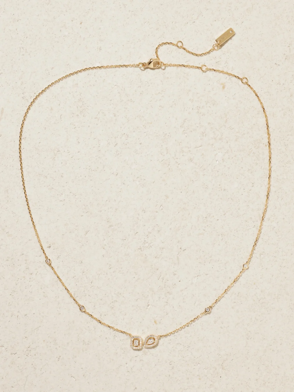 Close-up detail of the Messika My Twin 18-karat Gold Diamond Necklace