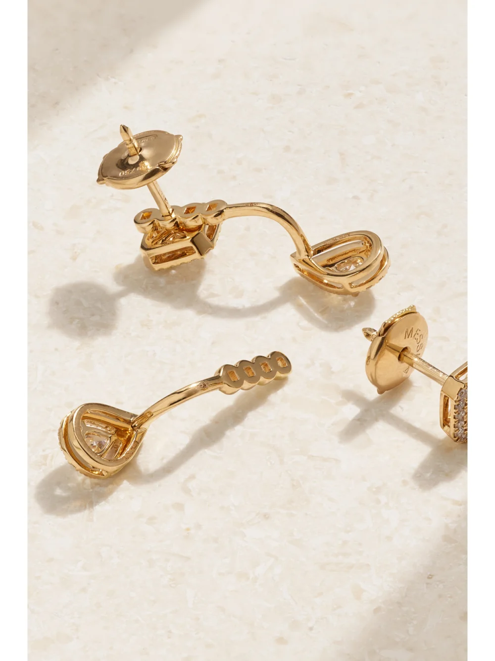 Back view of the Messika My Twin Toi & Moi 18-karat Gold Diamond Earrings