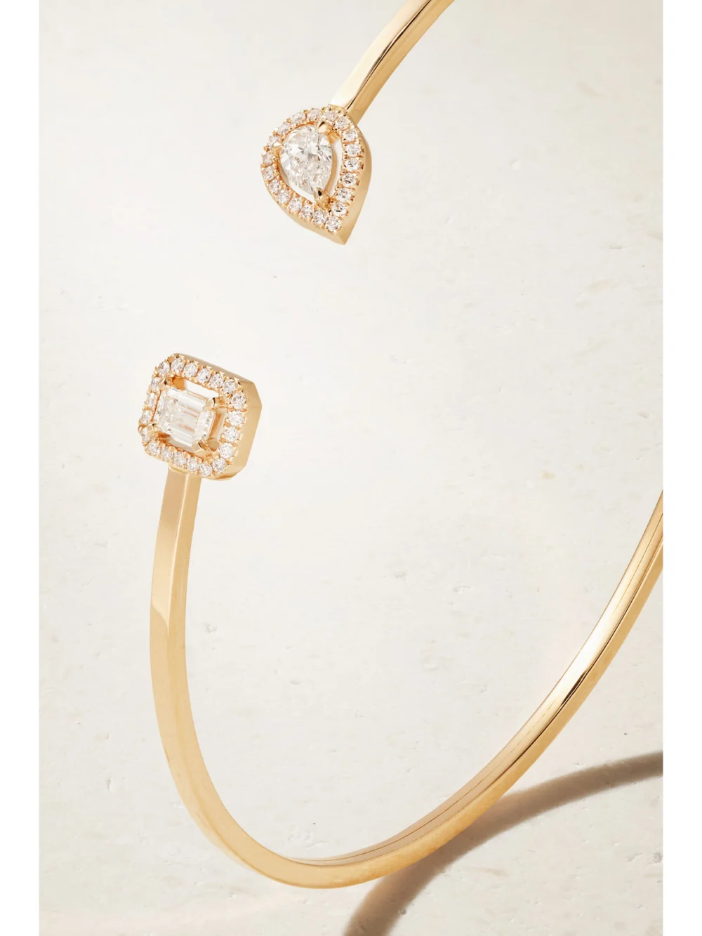 Close-up detail of the Messika My Twin Toi & Moi 18-karat Rose Gold Diamond Cuff