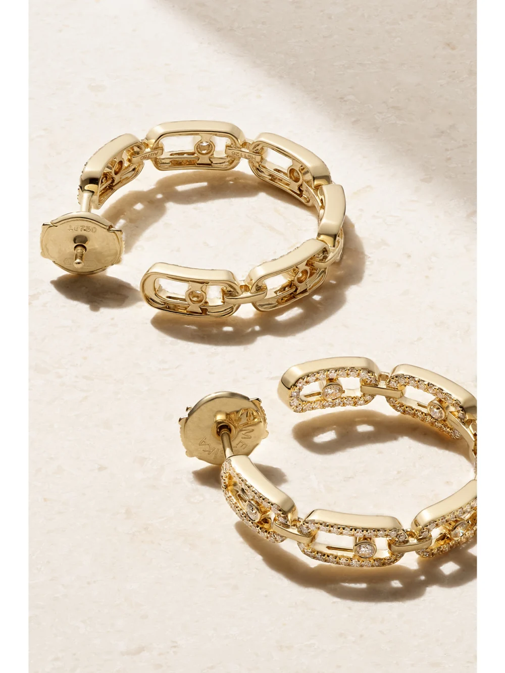 Back view of the Messika Small Move Link 18-karat Gold Diamond Hoop Earrings