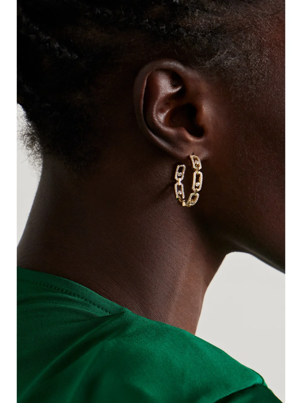 Messika Small Move Link 18-karat Gold Diamond Hoop Earrings, styled view