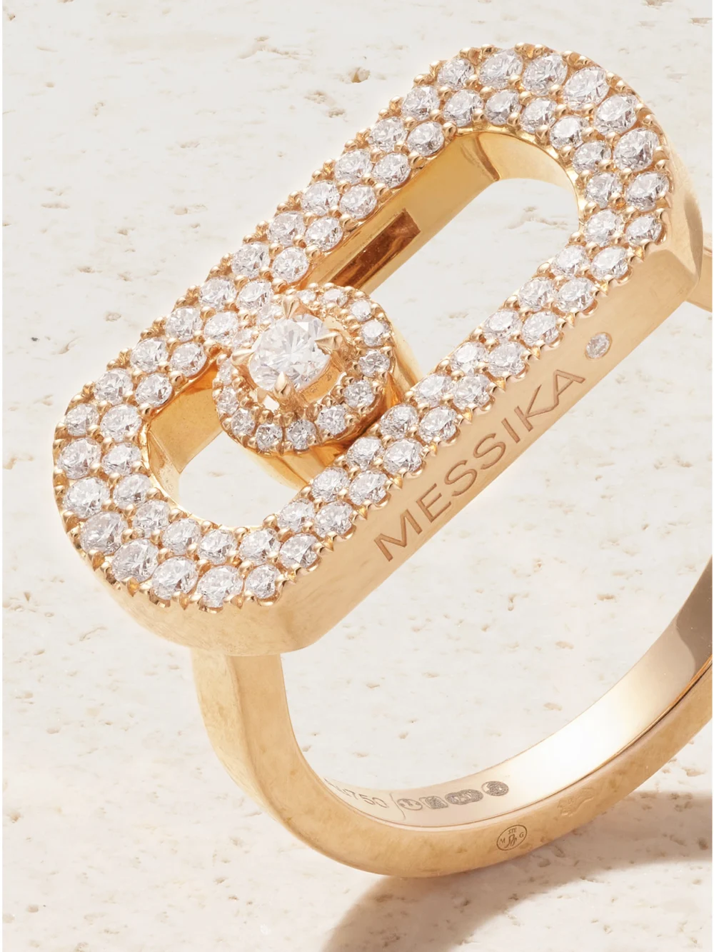 Close-up detail of the Messika So Move 18-karat Rose Gold Diamond Ring