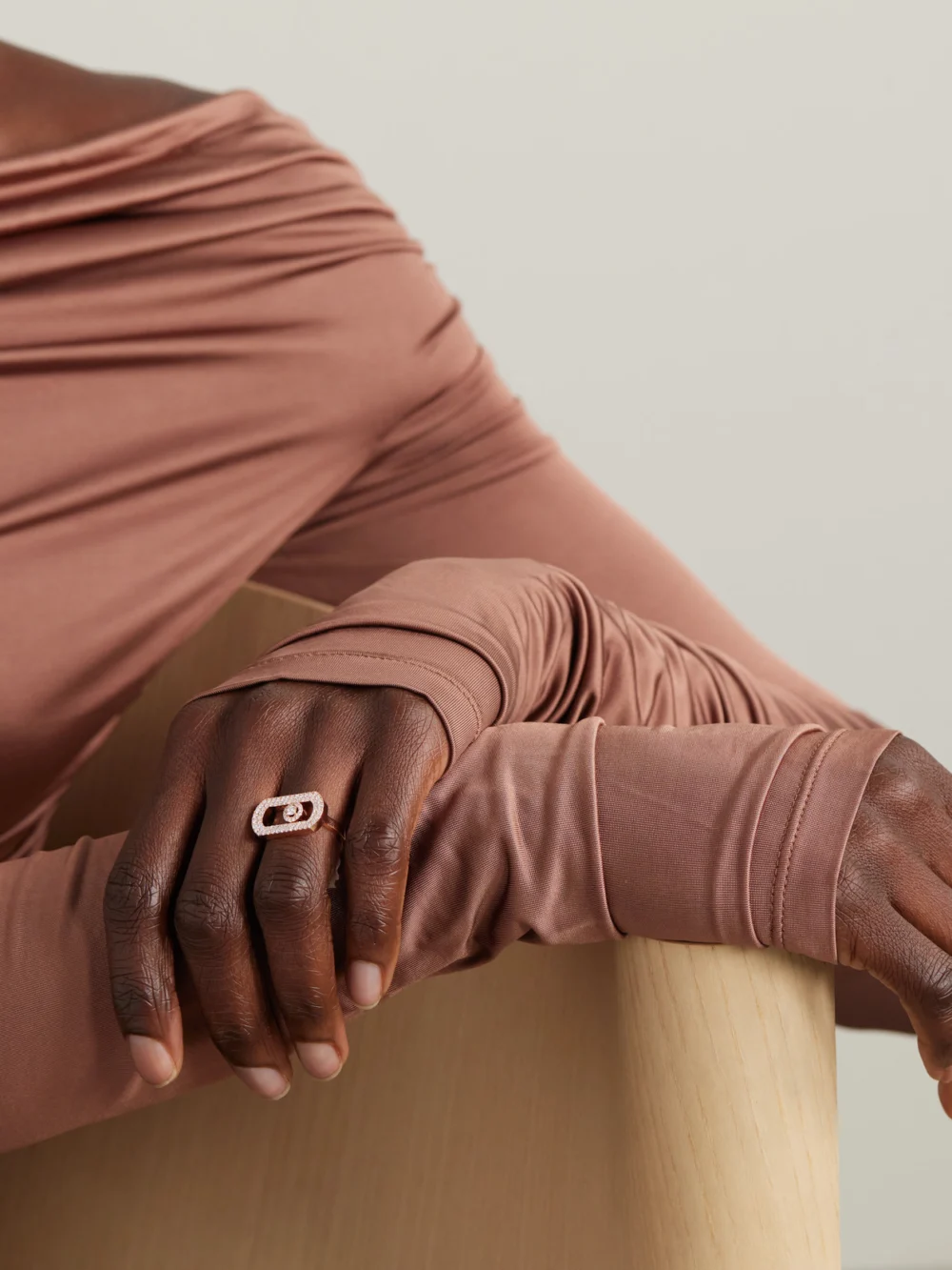 Messika So Move 18-karat Rose Gold Diamond Ring, styled view
