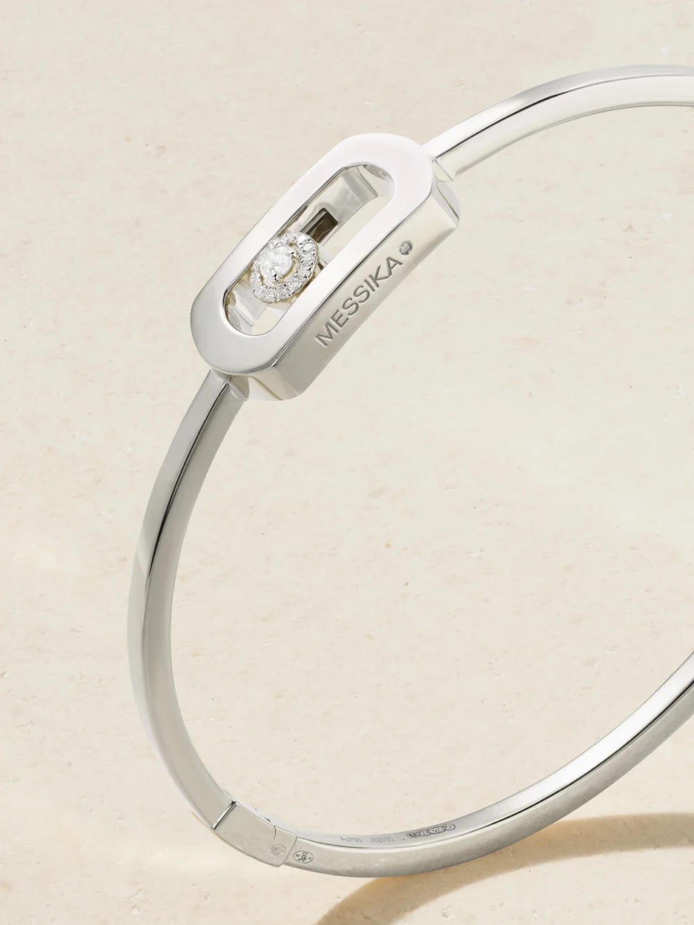 Close-up detail of the Messika So Move 18-karat White Gold Diamond Bracelet