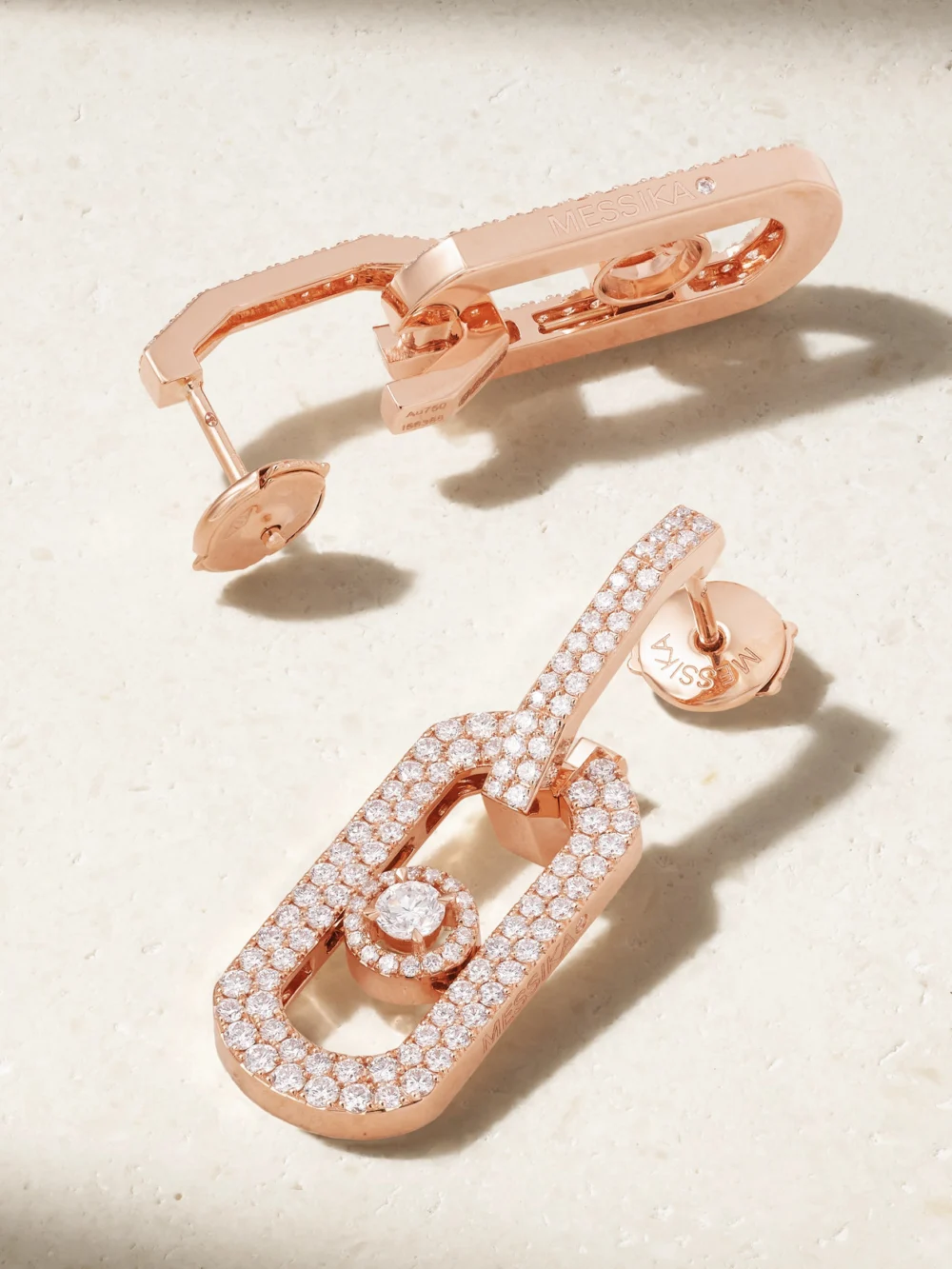 Back view of the Messika So Move Xl 18-karat Rose Gold Diamond Earrings