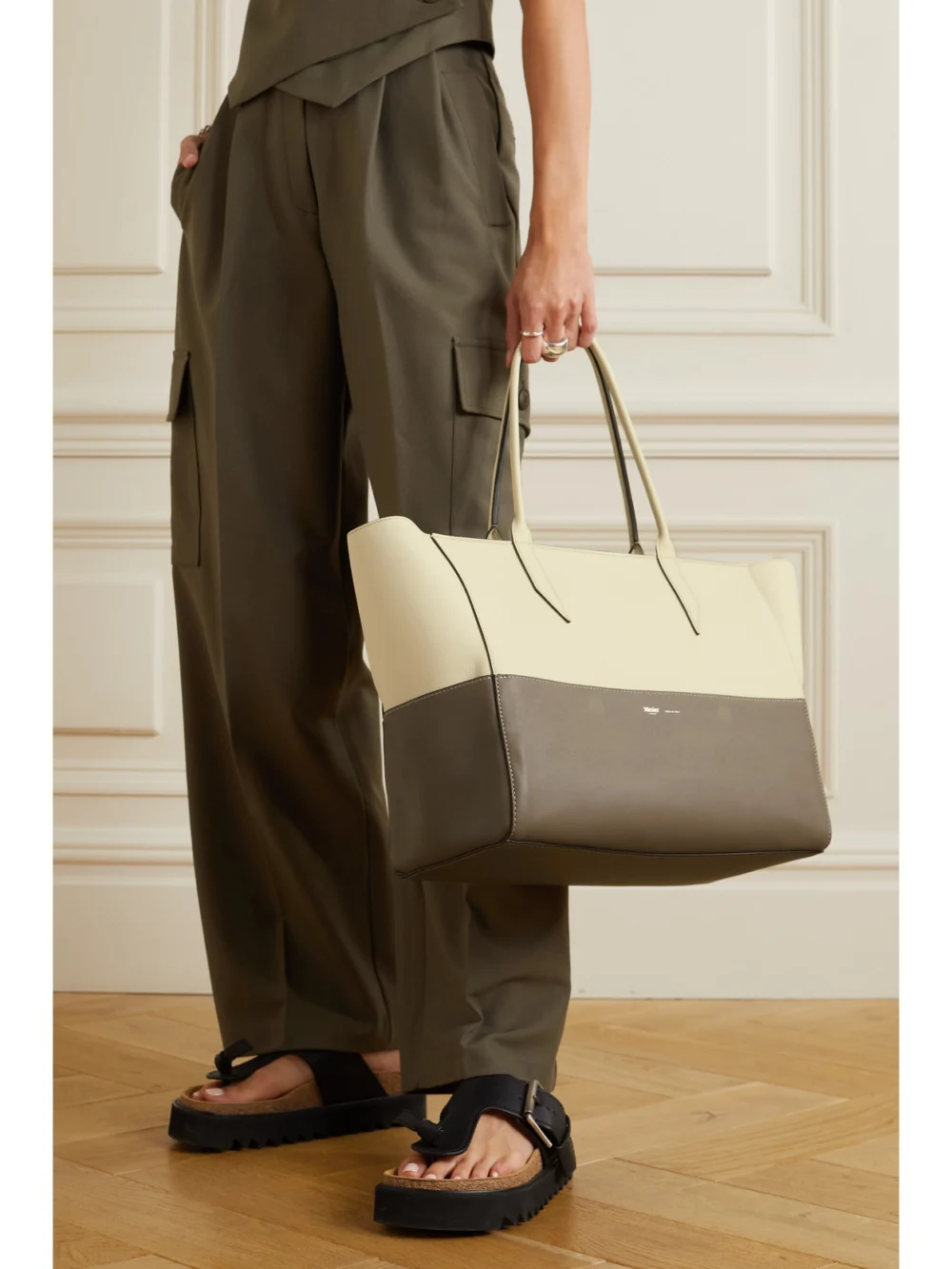 Métier Incognito 36 Two-tone Leather Tote, styled view