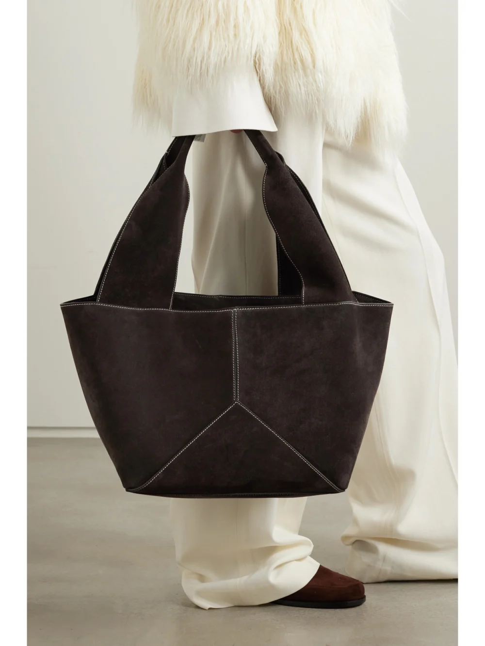 Métier Market Weekend Medium Suede Tote, styled view