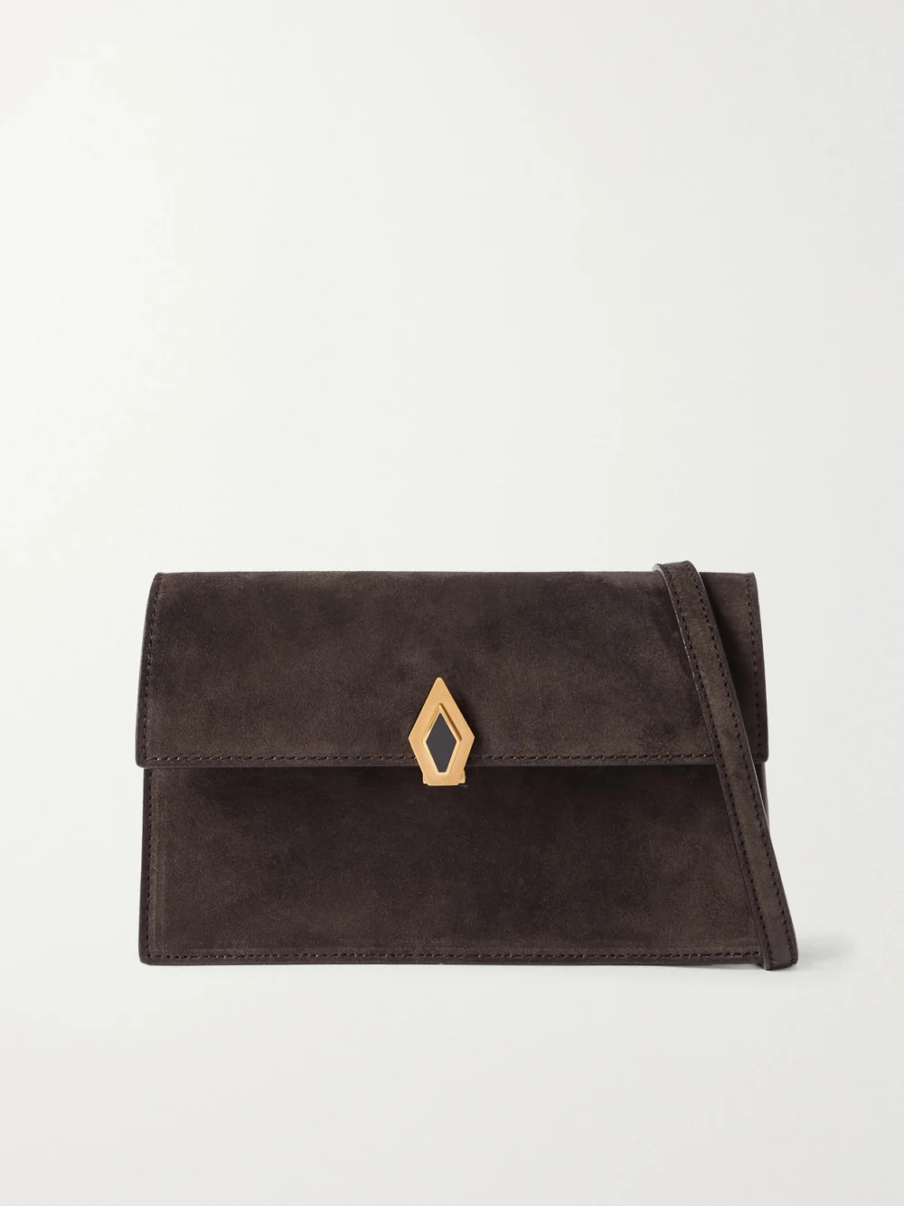 Métier Parallel 22 Small Suede Shoulder Bag in chocolate
