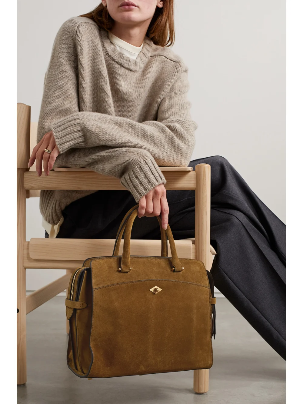 Métier Private Eye Slim Suede Tote, styled view