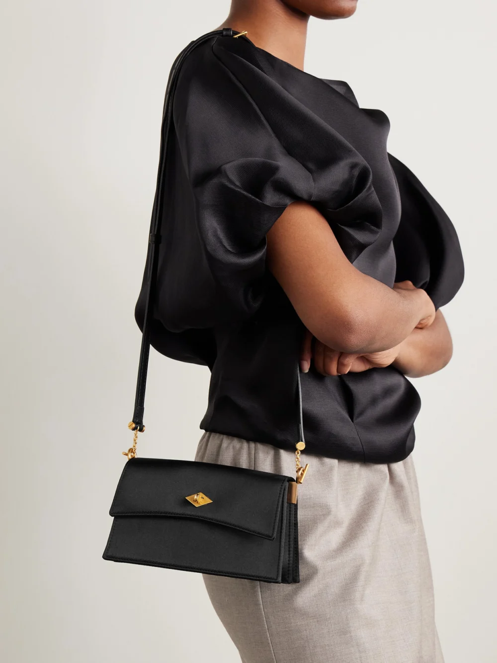 Métier Roma Silk-satin Shoulder Bag, styled view