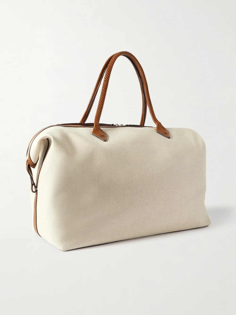 Back view of the Métier Vérité Weekend Leather-trimmed Linen-canvas Tote
