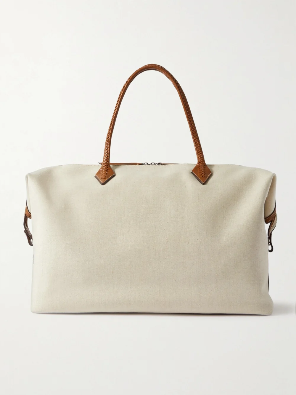 Métier Vérité Weekend Leather-trimmed Linen-canvas Tote in beige