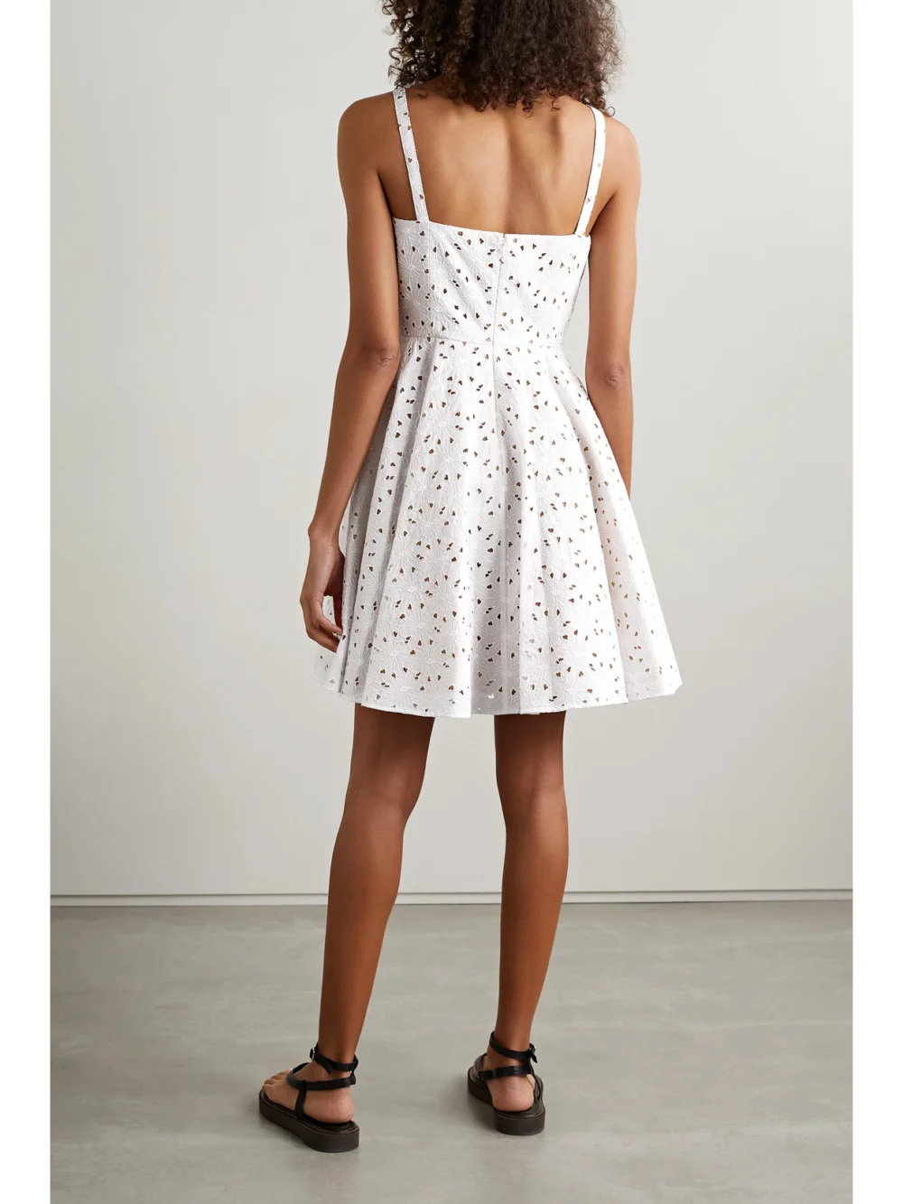 Back view of the Michael Kors Collection Broderie Anglaise Cotton-blend Mini Dress