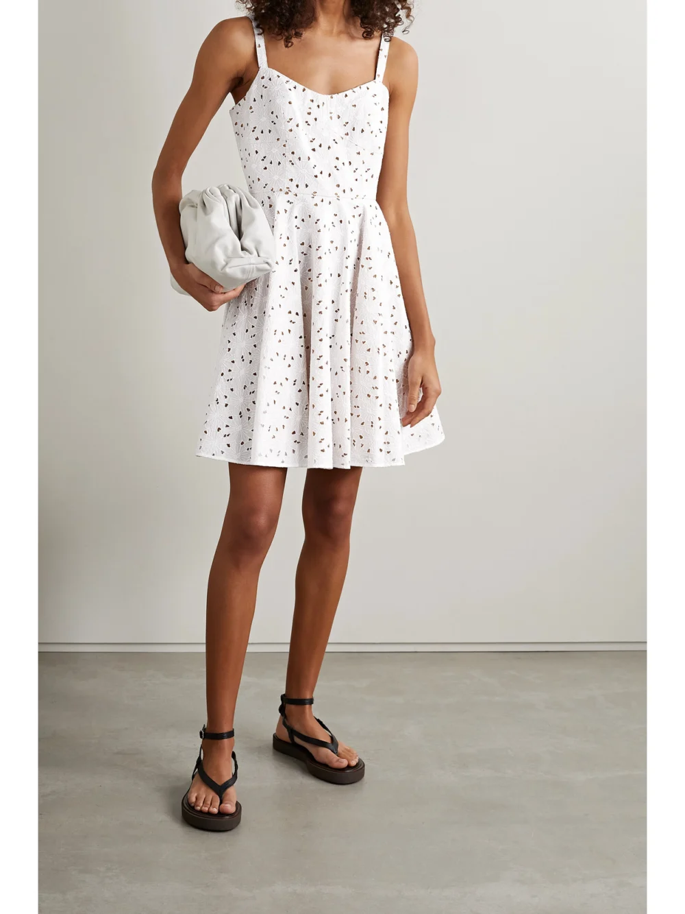 Michael Kors Collection Broderie Anglaise Cotton-blend Mini Dress, worn by a model