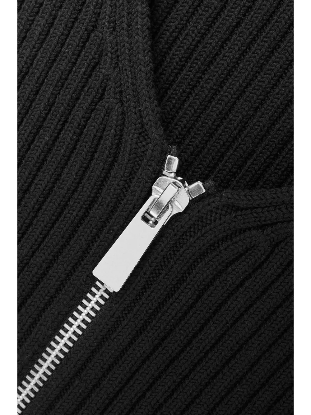 Close-up detail of the Michael Kors Collection Cropped Ribbed Wool-blend Cardigan