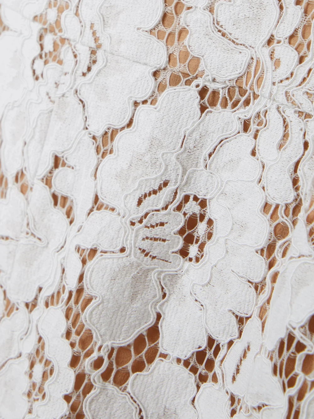 Close-up detail of the Michael Kors Collection Cutout Satin-trimmed Cotton-blend Corded Lace Jumpsuit