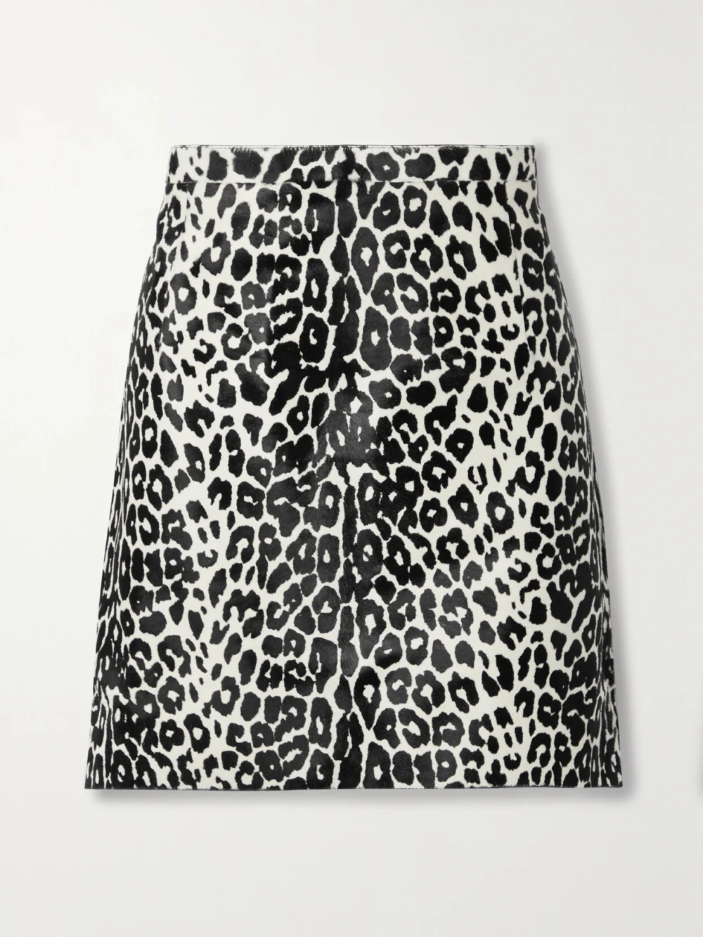 Michael Kors Collection Leopard-print Calf Hair Mini Skirt in black