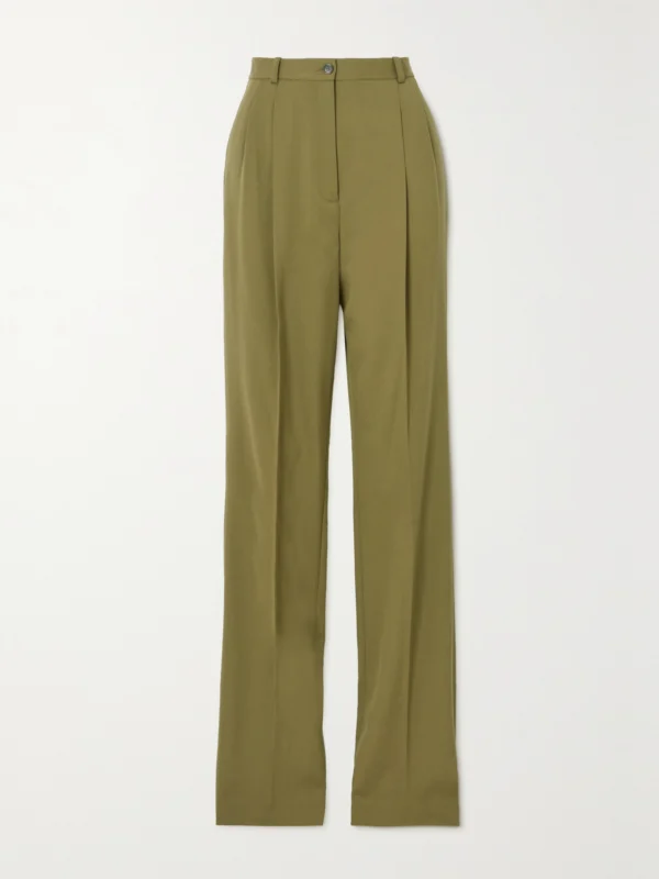 Michael Kors Collection Mika Pleated Wool-blend Twill Straight-leg Pants