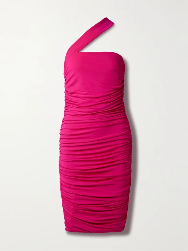 Michael Kors Collection One-shoulder Ruched Stretch-crepe Midi Dress
