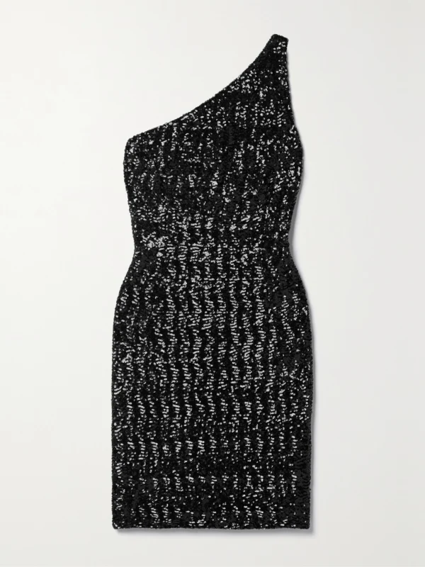 Michael Kors Collection One-shoulder Sequined Tulle Mini Dress