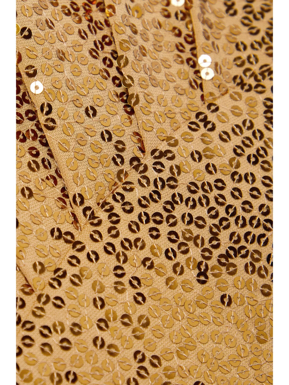 Close-up detail of the Michael Kors Collection Ruched Sequined Crepe Midi Dress