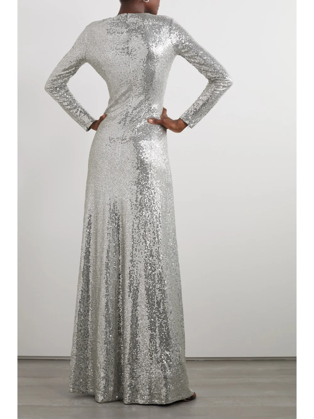 Back view of the Michael Kors Collection Sequined Jersey Gown