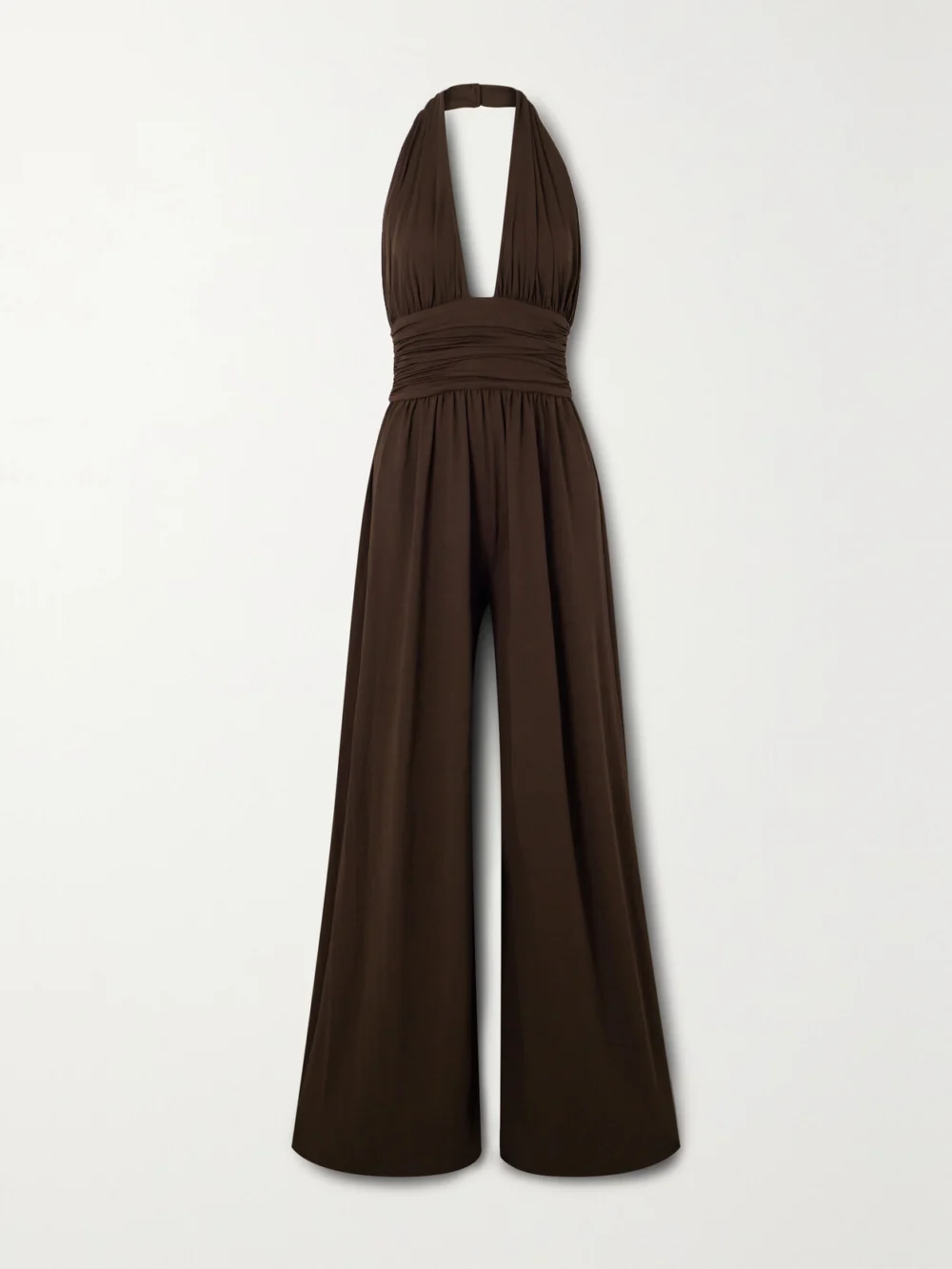 Michael Kors Collection Stretch-crepe Halterneck Jumpsuit in brown